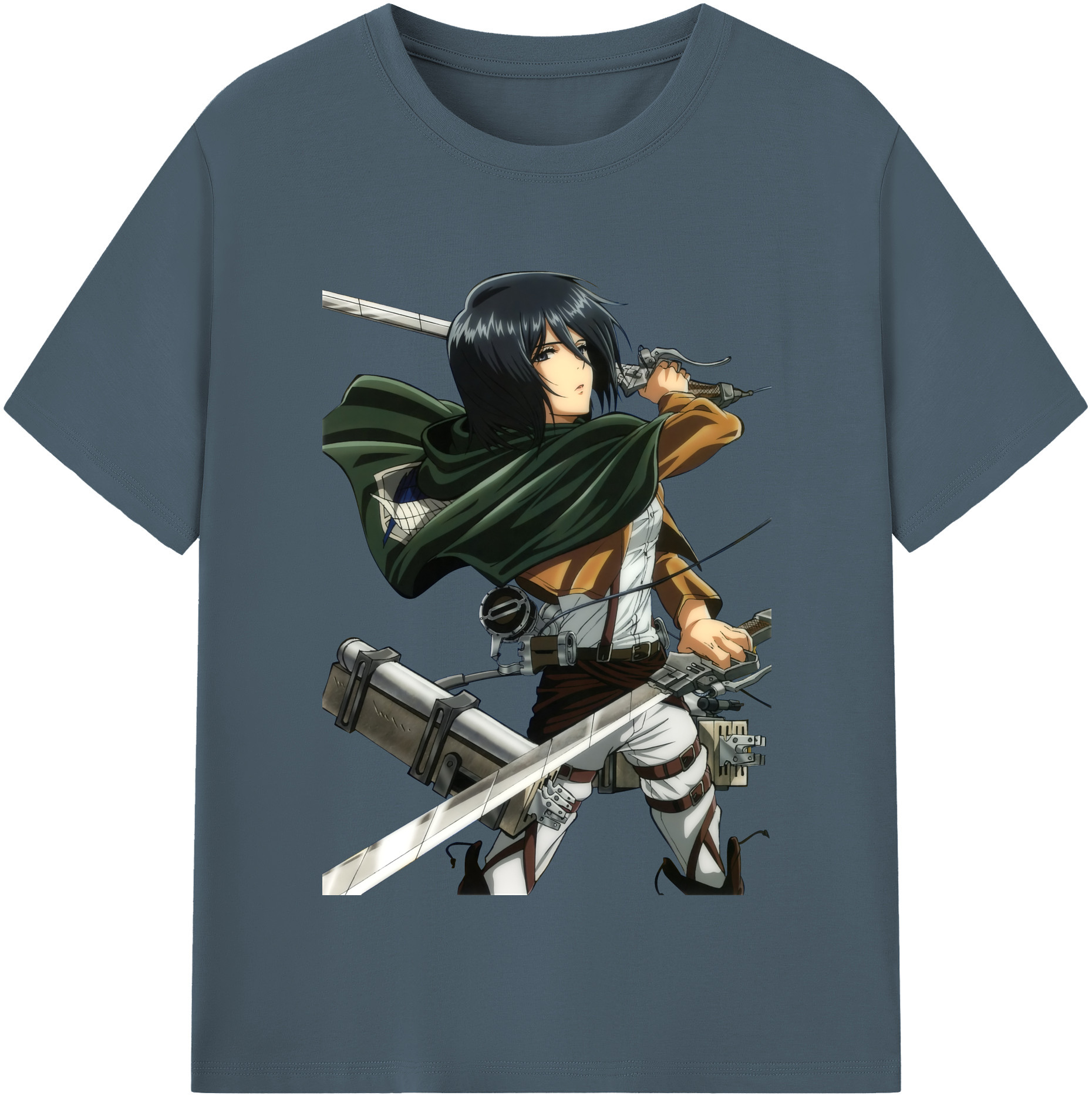 （画像用） 進撃の巨人 ミカサ·アッカーマン Attack on Titan Mikasa Ackerman 綿100％半袖Tシャツ（フロントプリント）